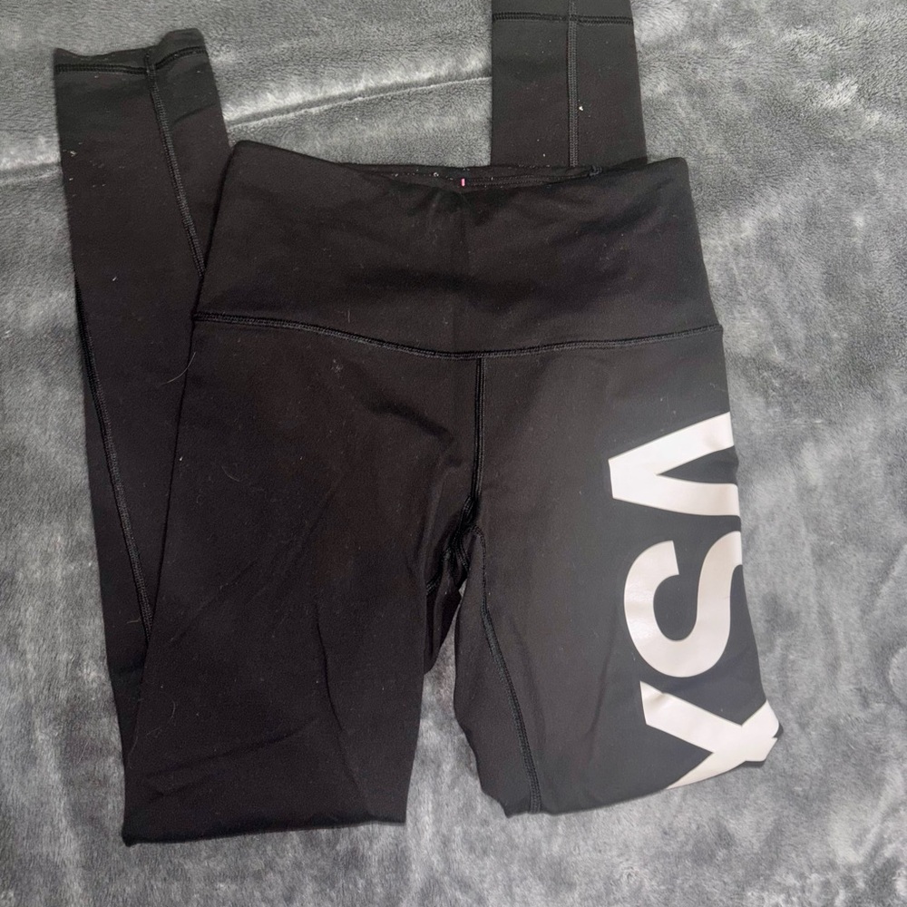 Victoria's Secret Black Leggings with Bold Logo